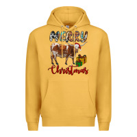 Mustard Texas Longhorn Merry Christmas Premium Hoodie - RanaPortraitStore
