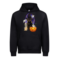 Black Halloween Cat and Pumpkin Urban Hoodie - texasbilliewilder