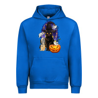 Cobalt Halloween Cat and Pumpkin Urban Hoodie - texasbilliewilder