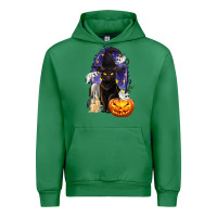 Emerald Halloween Cat and Pumpkin Urban Hoodie - texasbilliewilder