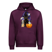 Mauve Wine Halloween Cat and Pumpkin Urban Hoodie - texasbilliewilder