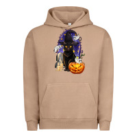 Pigment Burro Halloween Cat and Pumpkin Urban Hoodie - texasbilliewilder