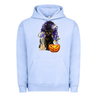 Pigment Grape Ice Halloween Cat and Pumpkin Urban Hoodie - texasbilliewilder