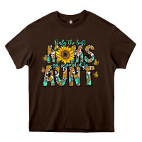 Chocolate Brown only the best moms get promoted to aunt Heavy Core Tee - CowhideDigitalArt