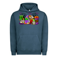 Pigment Midnight Navy Halloween Gnomes Coffee Cups Urban Hoodie - texasbilliewilder