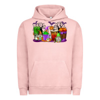 Pigment Salmon Halloween Gnomes Coffee Cups Urban Hoodie - texasbilliewilder