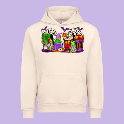Halloween Gnomes Coffee Cups Urban Hoodie Designed By Texasbilliewilder