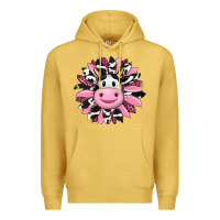 Antique Gold pink leopard sunflower cow Premium Hoodie - RanaPortraitStore