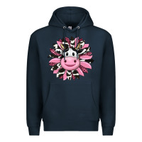 Navy pink leopard sunflower cow Premium Hoodie - RanaPortraitStore