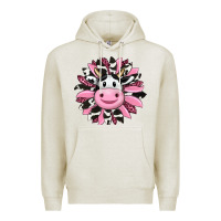 Oatmeal Heather pink leopard sunflower cow Premium Hoodie - RanaPortraitStore