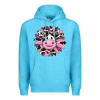 Ocean Blue pink leopard sunflower cow Premium Hoodie - RanaPortraitStore