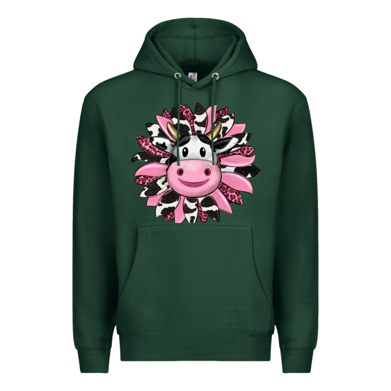 Pink Leopard Sunflower Cow Premium Hoodie by RanaPortraitStore | Teevron