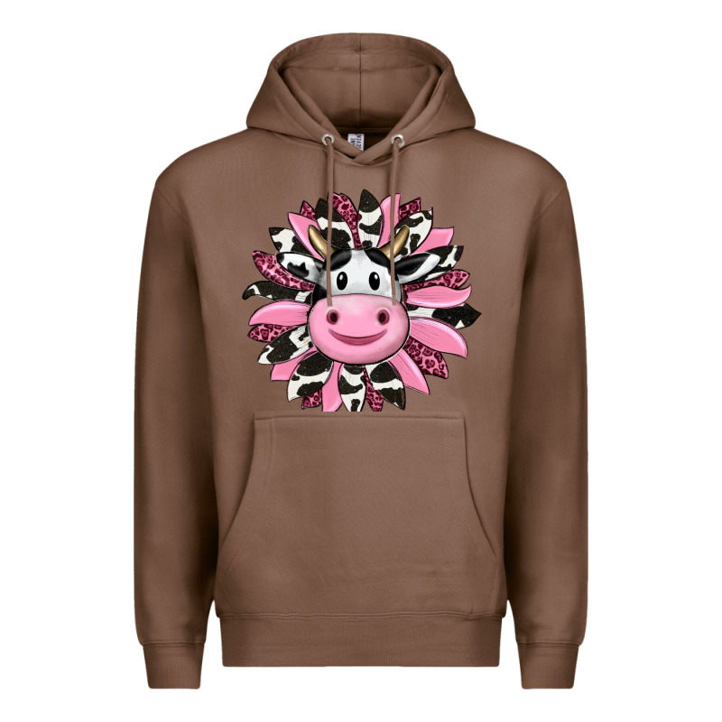 Pink Leopard Sunflower Cow Premium Hoodie by RanaPortraitStore | Teevron