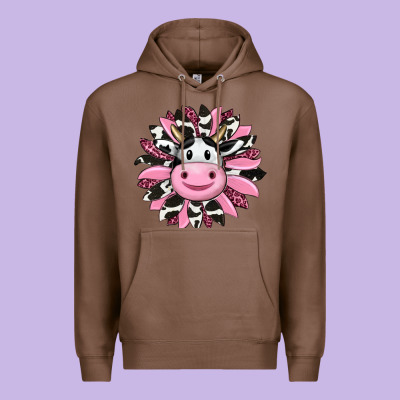 Pink Leopard Sunflower Cow Premium Hoodie Designed By Ranaportraitstore