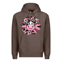 Coffee pink leopard sunflower cow Premium Hoodie - RanaPortraitStore