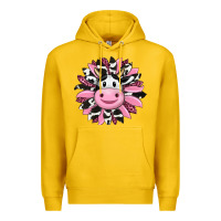 Lemon pink leopard sunflower cow Premium Hoodie - RanaPortraitStore