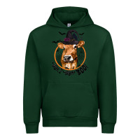 Forest Green Halloween Cow Moo I Mean Boo Urban Hoodie - texasbilliewilder