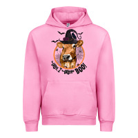 Fuchsia Pink Halloween Cow Moo I Mean Boo Urban Hoodie - texasbilliewilder
