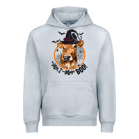 Heather Grey Halloween Cow Moo I Mean Boo Urban Hoodie - texasbilliewilder