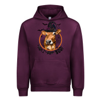 Mauve Wine Halloween Cow Moo I Mean Boo Urban Hoodie - texasbilliewilder
