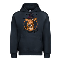 Navy Halloween Cow Moo I Mean Boo Urban Hoodie - texasbilliewilder