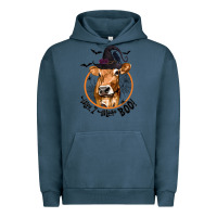 Pigment Midnight Navy Halloween Cow Moo I Mean Boo Urban Hoodie - texasbilliewilder