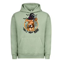 Pigment Oil Green Halloween Cow Moo I Mean Boo Urban Hoodie - texasbilliewilder