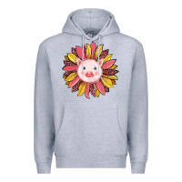 Heather Grey pig sunflower Premium Hoodie - RanaPortraitStore