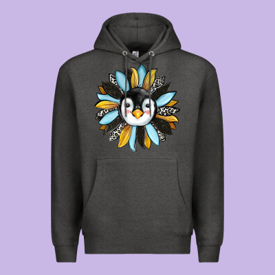 Penguin Sunflower Premium Hoodie Designed By Ranaportraitstore