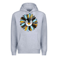 Heather Grey penguin sunflower Premium Hoodie - RanaPortraitStore
