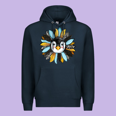 Penguin Sunflower Premium Hoodie Designed By Ranaportraitstore