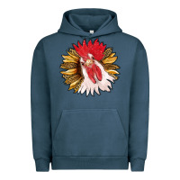 Pigment Midnight Navy sunflower with rooster Urban Hoodie - RanaPortraitStore