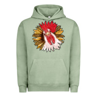 Pigment Oil Green sunflower with rooster Urban Hoodie - RanaPortraitStore