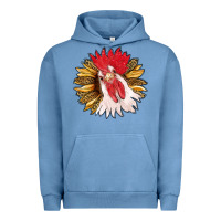 Pigment Pebble Blue sunflower with rooster Urban Hoodie - RanaPortraitStore