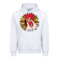 White sunflower with rooster Urban Hoodie - RanaPortraitStore