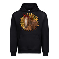Black sunflower with horse Urban Hoodie - RanaPortraitStore
