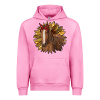 Fuchsia Pink sunflower with horse Urban Hoodie - RanaPortraitStore