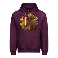 Mauve Wine sunflower with horse Urban Hoodie - RanaPortraitStore