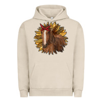 Pigment French Oak sunflower with horse Urban Hoodie - RanaPortraitStore