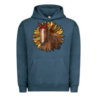 Pigment Midnight Navy sunflower with horse Urban Hoodie - RanaPortraitStore