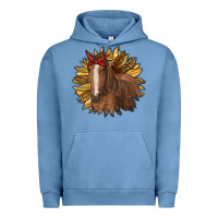 Pigment Pebble Blue sunflower with horse Urban Hoodie - RanaPortraitStore