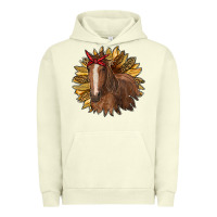 Pigment Pistachio sunflower with horse Urban Hoodie - RanaPortraitStore