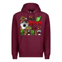 Burgundy small town big spirit soccer Premium Hoodie - Zillion Design Studio