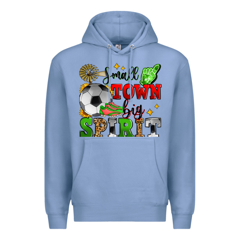 Small Town Big Spirit Soccer Premium Hoodie by Zillion Design Studio | Teevron