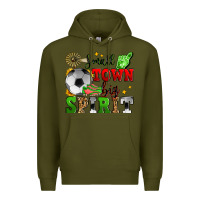 Army Green small town big spirit soccer Premium Hoodie - Zillion Design Studio