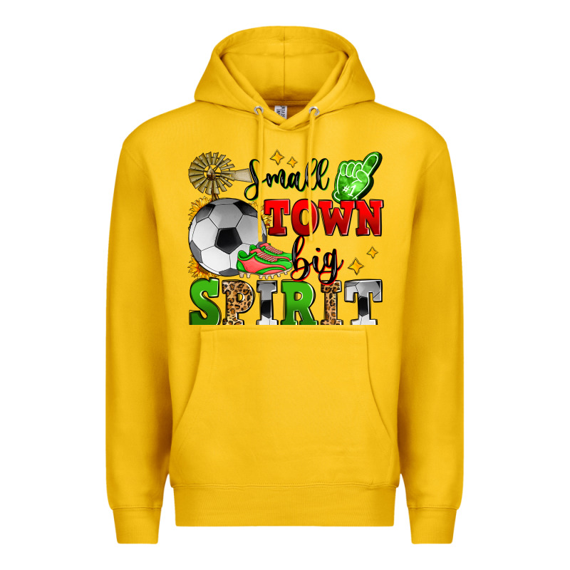 Small Town Big Spirit Soccer Premium Hoodie by Zillion Design Studio | Teevron