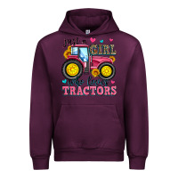 Mauve Wine just a girl who loves tractors Urban Hoodie - Zillion Design Studio