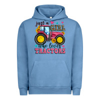 Pigment Pebble Blue just a girl who loves tractors Urban Hoodie - Zillion Design Studio