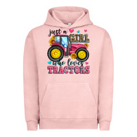 Pigment Salmon just a girl who loves tractors Urban Hoodie - Zillion Design Studio