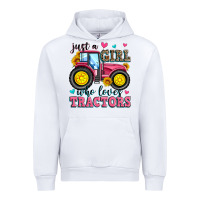 White just a girl who loves tractors Urban Hoodie - Zillion Design Studio